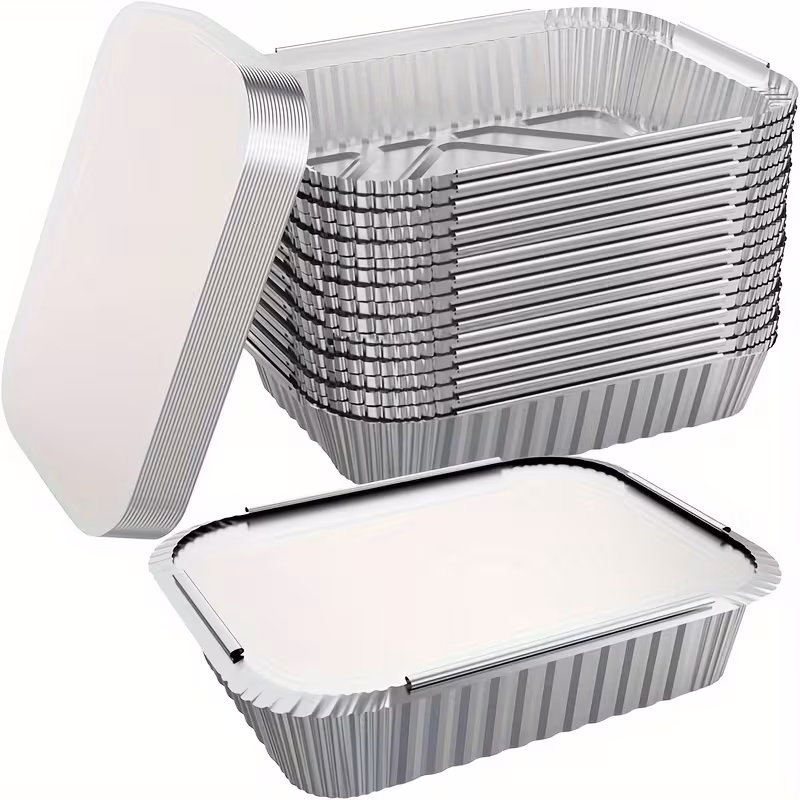 Disposable Aluminum Foil Food Containers with Lids – 20 pcs
